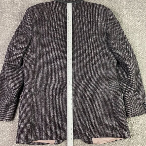 Vintage Harris Tweed Blazer Sport Coat Men's 44R Burgundy and Gray Wool - Picture 11 of 12
